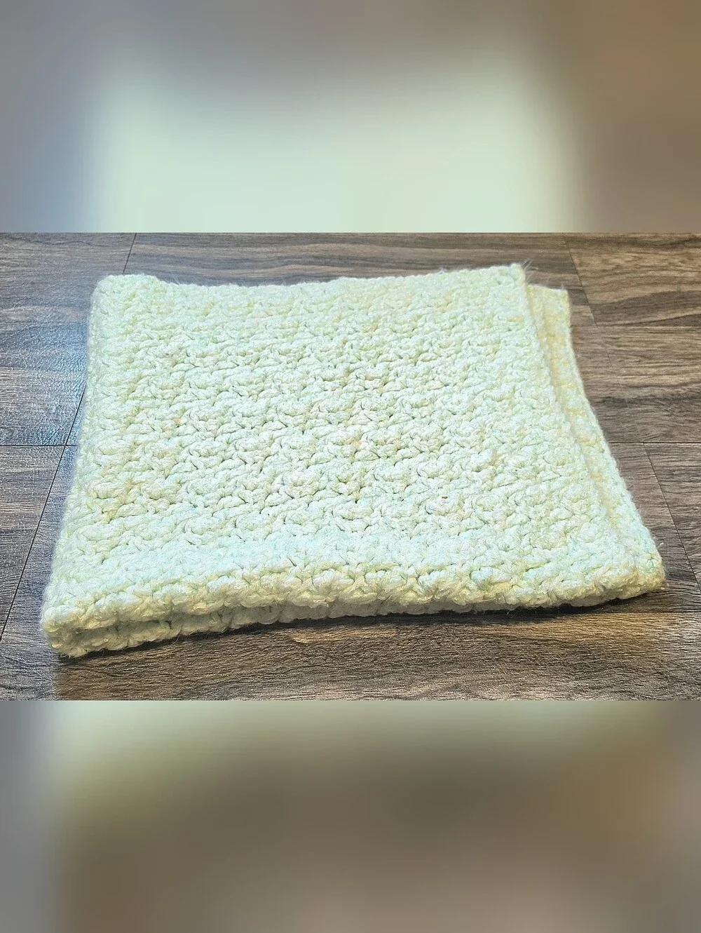 NEW Handmade Large Soft Stretchy Baby Blanket Mint Green Crocheted
